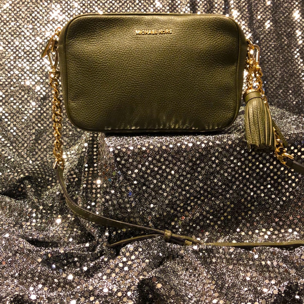 Michael Kors olive tasseled crossbody